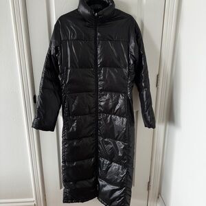 Moncler Long Black Glossy Puffer Coat